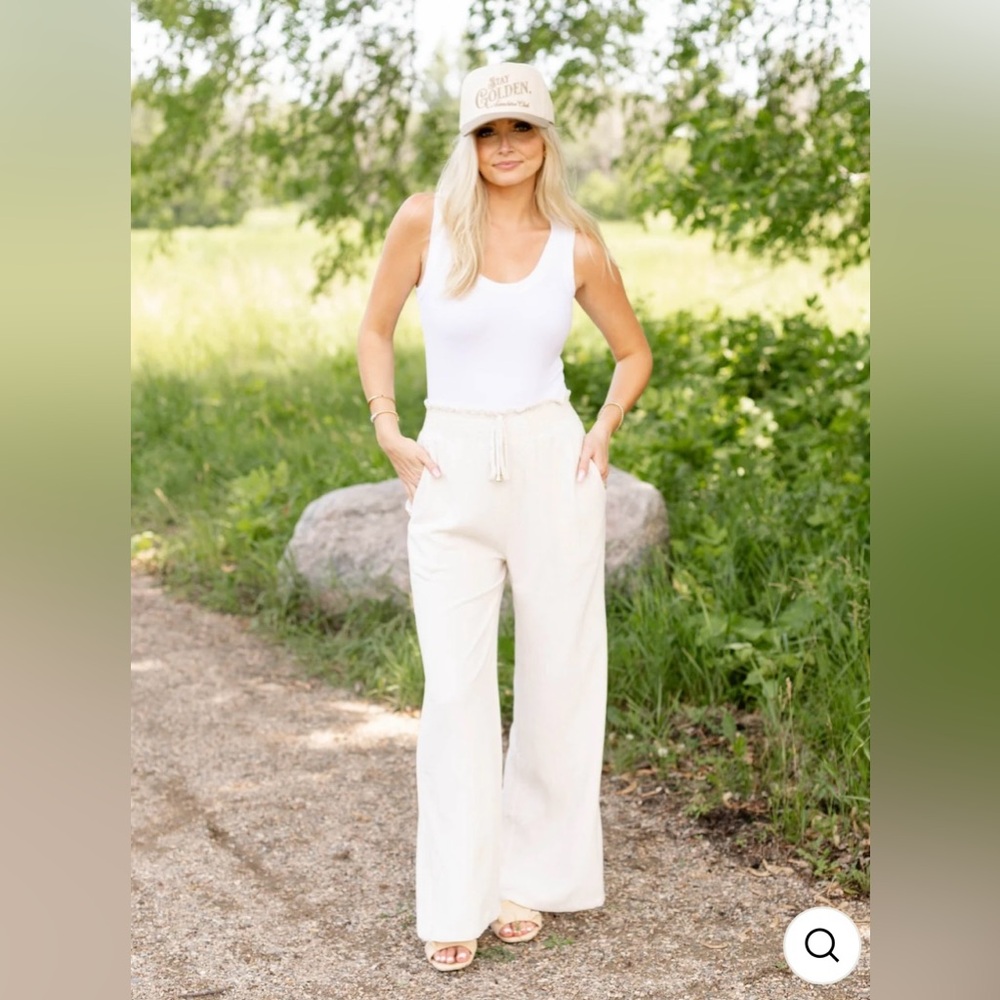 Allie Rose Smocked Waistband Wide-Leg Pants